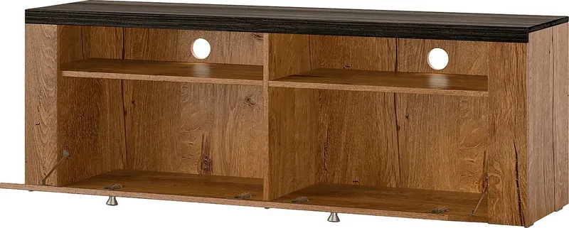 OTTO home Lowboard Larona, zeitloses TV Board mit 1 Klappe und 2 offenen Fächern, Breite 140 cm, Fernsehbank, viel Stauraum, dekorative Rahmenoptik, Braun, – Produktbild 8 von 8