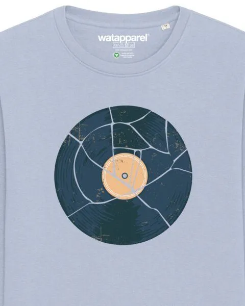watapparel watapparel Sweatshirt Unisex Broken Vinyl, Serene blue, – Produktbild 3 von 4
