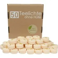 50er Pack Teelichter aus Rapswachs, ohne Hülle – Produktbild 1 von 1