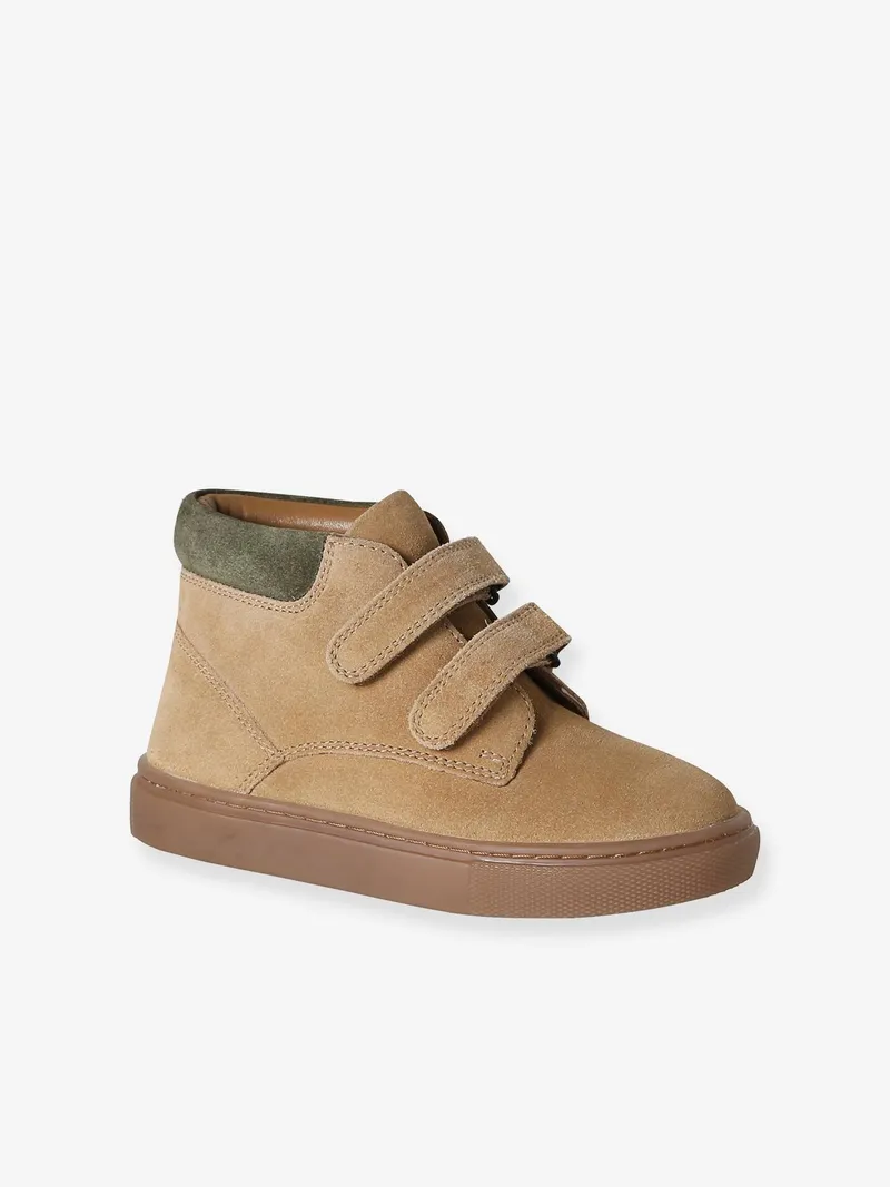 Vertbaudet Vertbaudet Jungen Klett-Sneakers aus Leder, Beige, – Produktbild 1 von 4