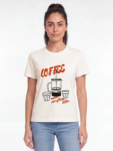 watapparel watapparel T-Shirt Frauen Coffee makes everything better, Off white, – Produktbild 2 von 2