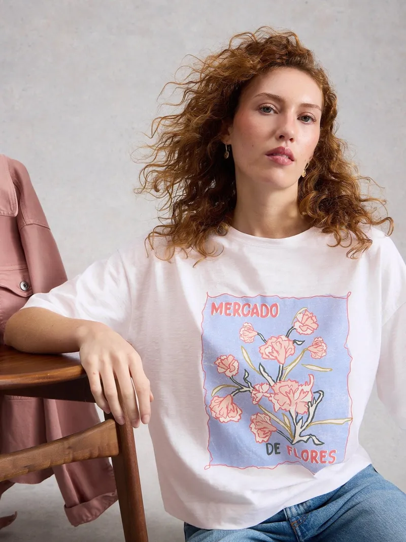 White Stuff T-Shirt Katya - 36, Weiß print, – Produktbild 1 von 4