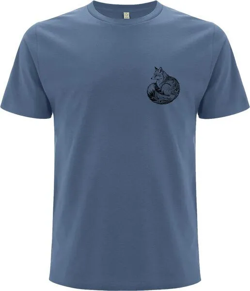 Spreecult Spreecult kleiner LineArt Fuchs - Bio und Fair - Männer Unisex T-Shirt - Line Art Fox, Blau, – Produktbild 3 von 3