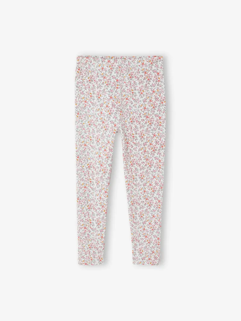 Vertbaudet Mädchen Leggings hell, Hellblau/rosa geblümt, – Produktbild 1 von 2