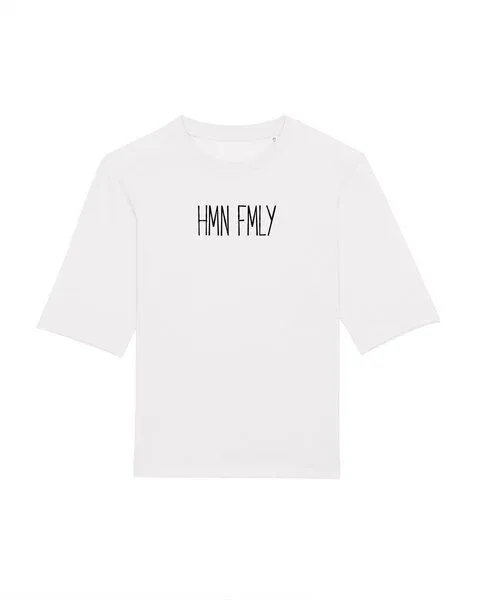 Human Family Human Family Kastenförmiges Damen T-Shirt "HMN FMLY", Weiss, – Produktbild 2 von 3