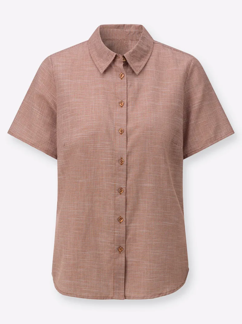 Witt Kurzarm-Bluse cognac-weiß-gemustert, Cognac-weiß-gemustert, – Produktbild 2 von 2