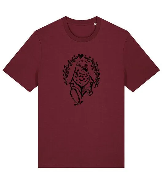 päfjes päfjes Taube Dr. Gurr Gurr - Fair Wear Unisex Bio Vegan T-Shirt, Rot (bordeaux), – Produktbild 2 von 4