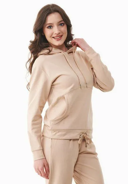 ORGANICATION ORGANICATION Leichte Hoodie aus Bio-Baumwolle, Soft beige, – Produktbild 3 von 4