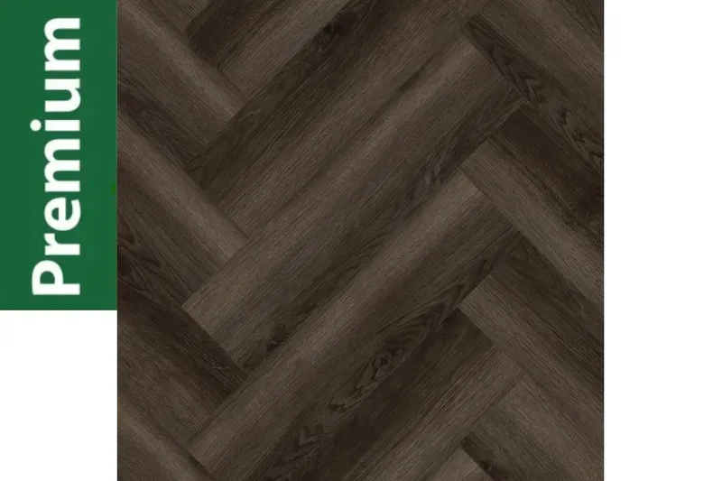 woodstore24 Premium 3D, 7 mm Fischgrät Klick Vinyl (SPC) mit antibakterieller Trittschalldämmung, Eiche dunkel, 592 x 148 mm, 0,55 mm Nutzschicht, (1,40 m² / Paket) – Produktbild 1 von 1