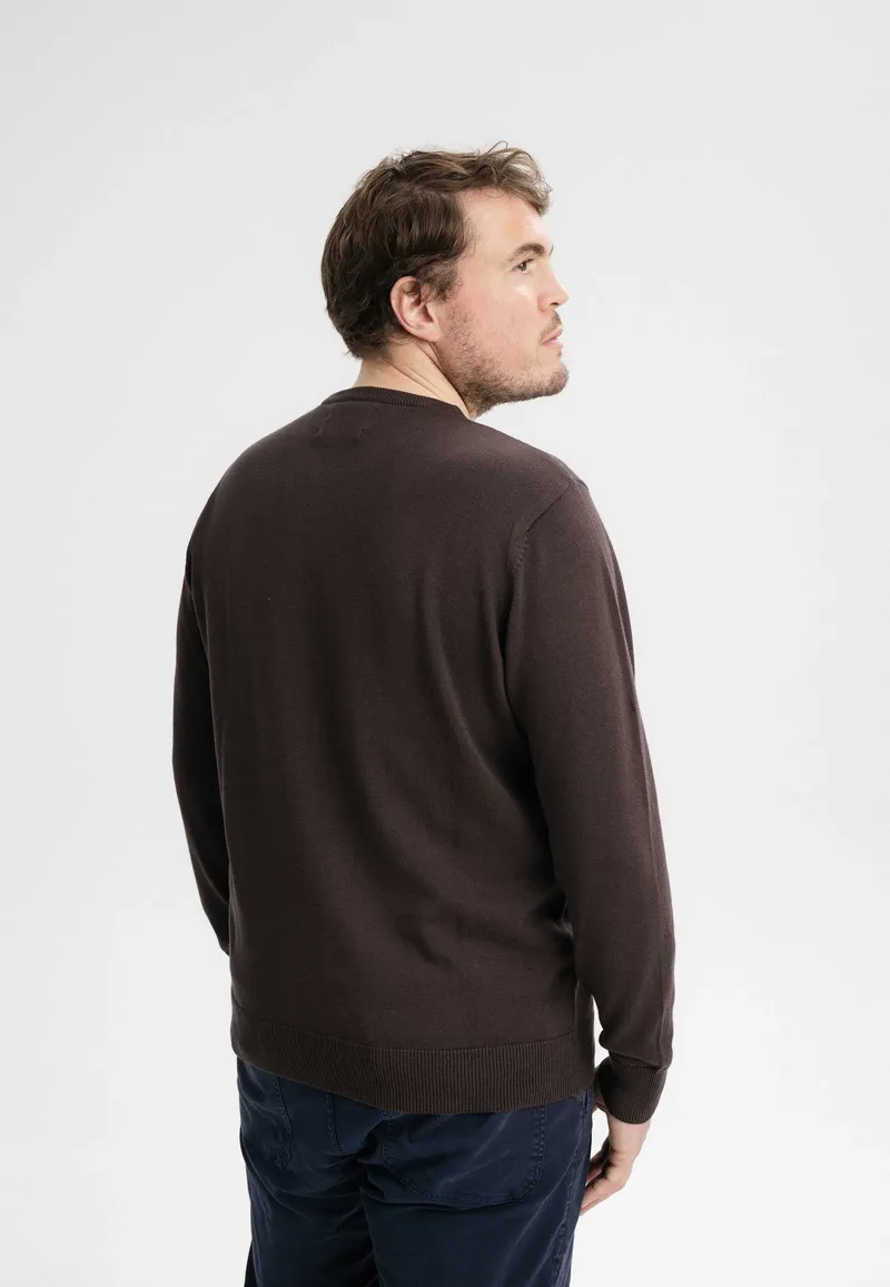 MELA MELA Herren vegan Feinstrick Pullover Himal Dunkelbraun, Dunkelbraun, – Produktbild 1 von 2