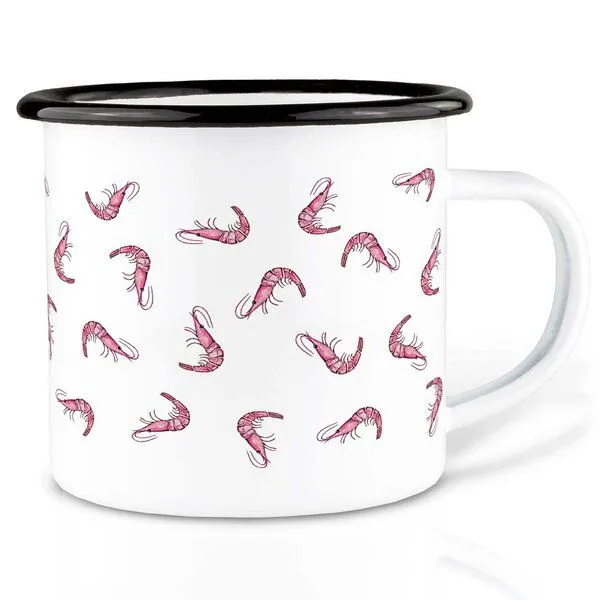 LIGARTI Emailletasse »Shrimp Cocktail« von LIGARTI | 300 oder 500 ml | handveredelt in Deutschland | Cup, Kaffeetasse, Emaillebecher, Camping Becher – Produktbild 1 von 1