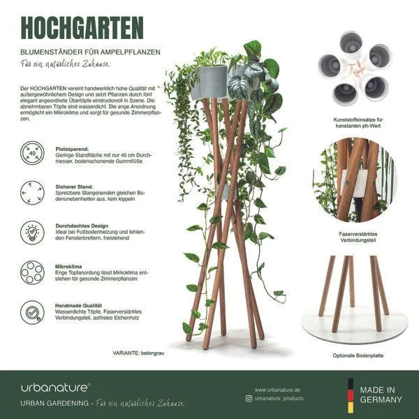 URBANATURE URBANATURE Blumenständer HOCHGARTEN (EICHE), Brown, – Produktbild 5 von 6