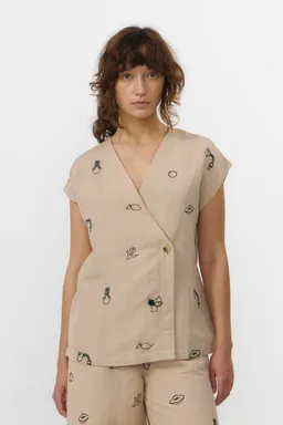 SUITE13LAB SUITE13LAB Damen vegan Weste Kiso Stickerei Beige – Produktbild 1 von 1