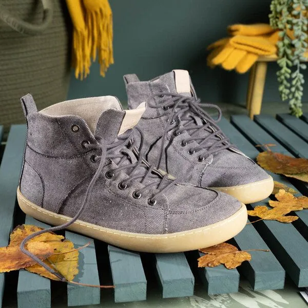 nahtur-design nahtur-design Barfußschuhe aus Bioleinen oder Loden, knöchelhoch, unisex, Blaugrau, – Produktbild 5 von 5