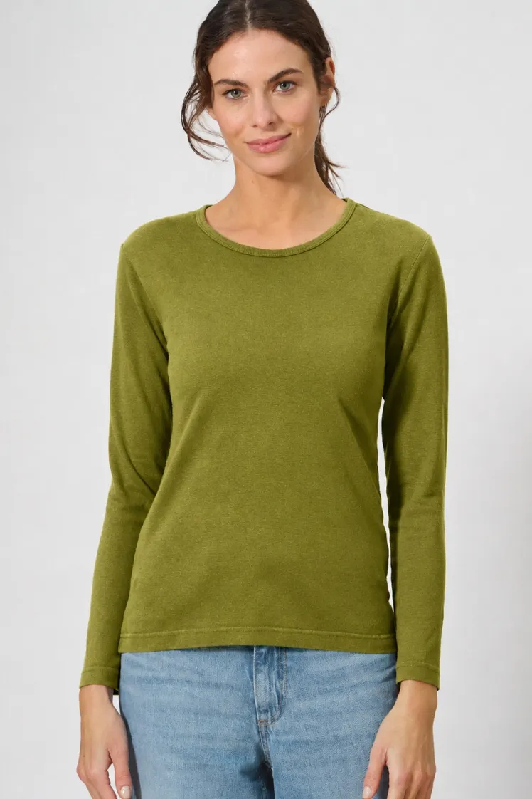 HempAge Hempage Damen vegan Langarmshirt Basic Weidegrün, Grün, – Produktbild 2 von 2