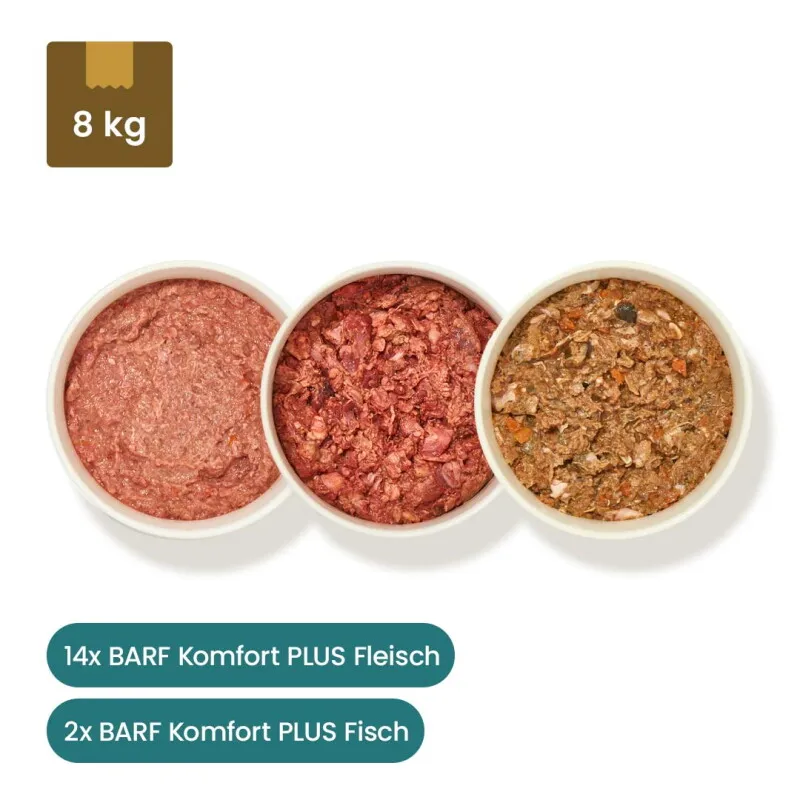 haustierkost.de haustierkost.de Fertigbarf Probierpaket Frostfutter 16 x 500 g – Produktbild 1 von 2
