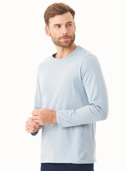 ORGANICATION ORGANICATION Langarmshirt aus Bio-Baumwolle, Blau(dusty blue), – Produktbild 3 von 4