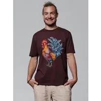 watapparel watapparel T-Shirt Unisex Grimmiger Gockel, Red brown, – Produktbild 1 von 1