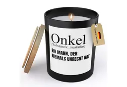 22Feels Duftkerze Deko Bester Onkel Geschenk Bday Weihnachten Mann von Nichte Neffe, MADE IN GERMANY, Europäisches Sojawachs, Handgegossen – Produktbild 1 von 1