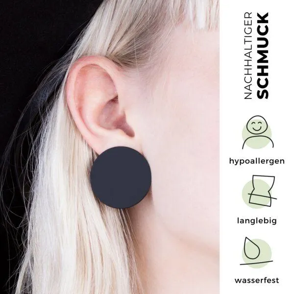 ALEXASCHA ALEXASCHA Runde Statement Ohrringe aus Titanzink | 30mm, Schwarz, – Produktbild 3 von 4