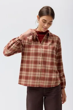 People Wear Organic People Wear Organic Flanell Langarm Bluse, braun karriert – Produktbild 1 von 1