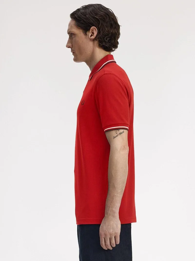Fred Perry Fred Perry Polo Twin Tipped M3600 Rot 74A - Größe L, Rot, – Produktbild 4 von 5