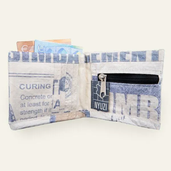 Nyuzi Blackwhite Nyuzi Blackwhite Mini Wallet aus Zementsäcken für Damen und Herren, Blau-simba cement, – Produktbild 1 von 4