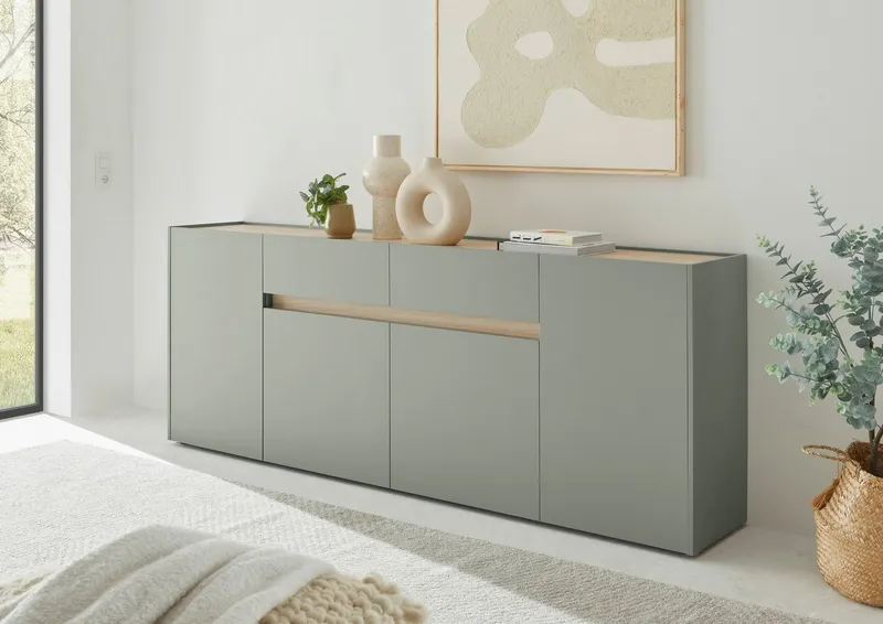 Home affaire Sideboard City/Giron, moderner Schrank, Kommode, Stauraumschrank, zeitlos, modern, ausreichend Stauraum, vielseitig einsetzbar, Grün, – Produktbild 1 von 5