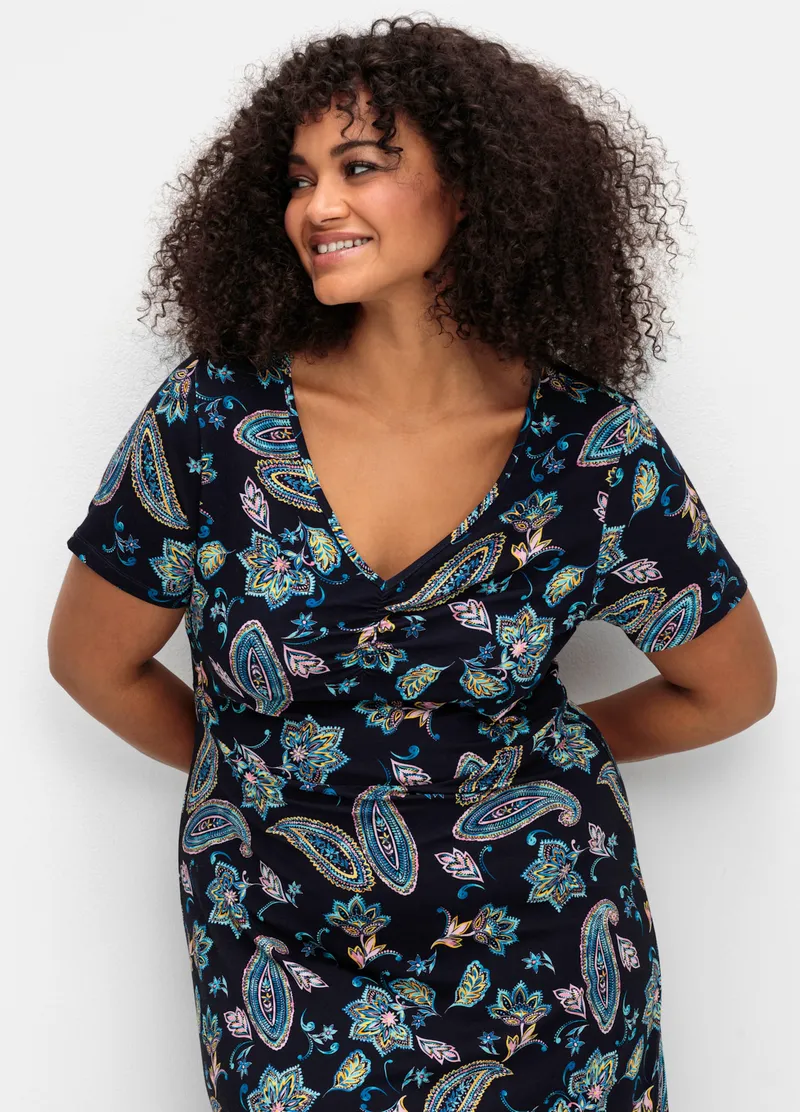 sheego by Joe Browns Jerseykleid, Dunkelblau-gemustert, – Produktbild 2 von 2
