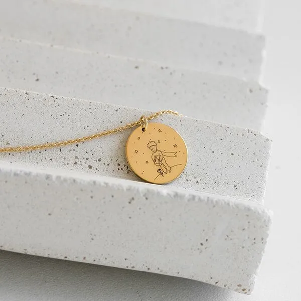 Eppi Eppi Goldener Anhänger der Kleine Prinz mit Rose, Weiss, – Produktbild 2 von 4