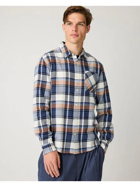 KnowledgeCotton Apparel KnowledgeCotton Apparel Kariertes Flanell-Hemd, Navy, – Produktbild 3 von 4