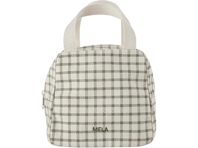 MELA Organizer Tasche medium JASMEET | von MELA | Fairtrade & GOTS zertifiziert, Greige / green grid print, – Produktbild 1 von 5