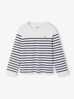 Vertbaudet Mädchen Ringelshirt mit Herz-Stickerei – Produktbild 1 von 1