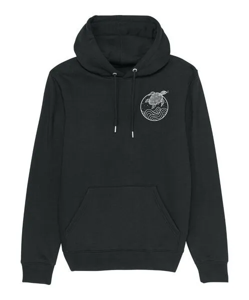 vis wear vis wear Schildkröte zwischen Ozean und Wellen - Unisex Premium Hoodie, Schwarz, – Produktbild 2 von 2