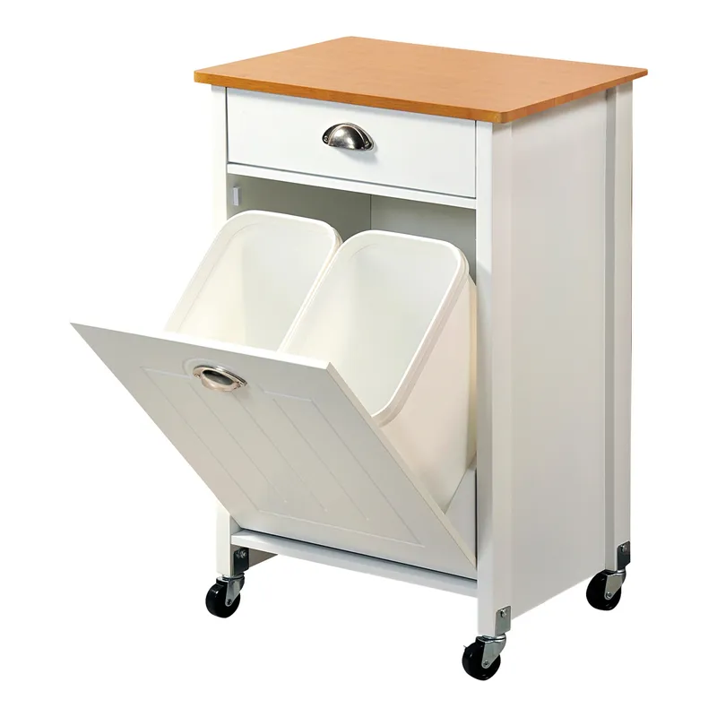 Kesper Küchenwagen mit Mülltrennsystem, Weiss | natur, – Produktbild 1 von 4