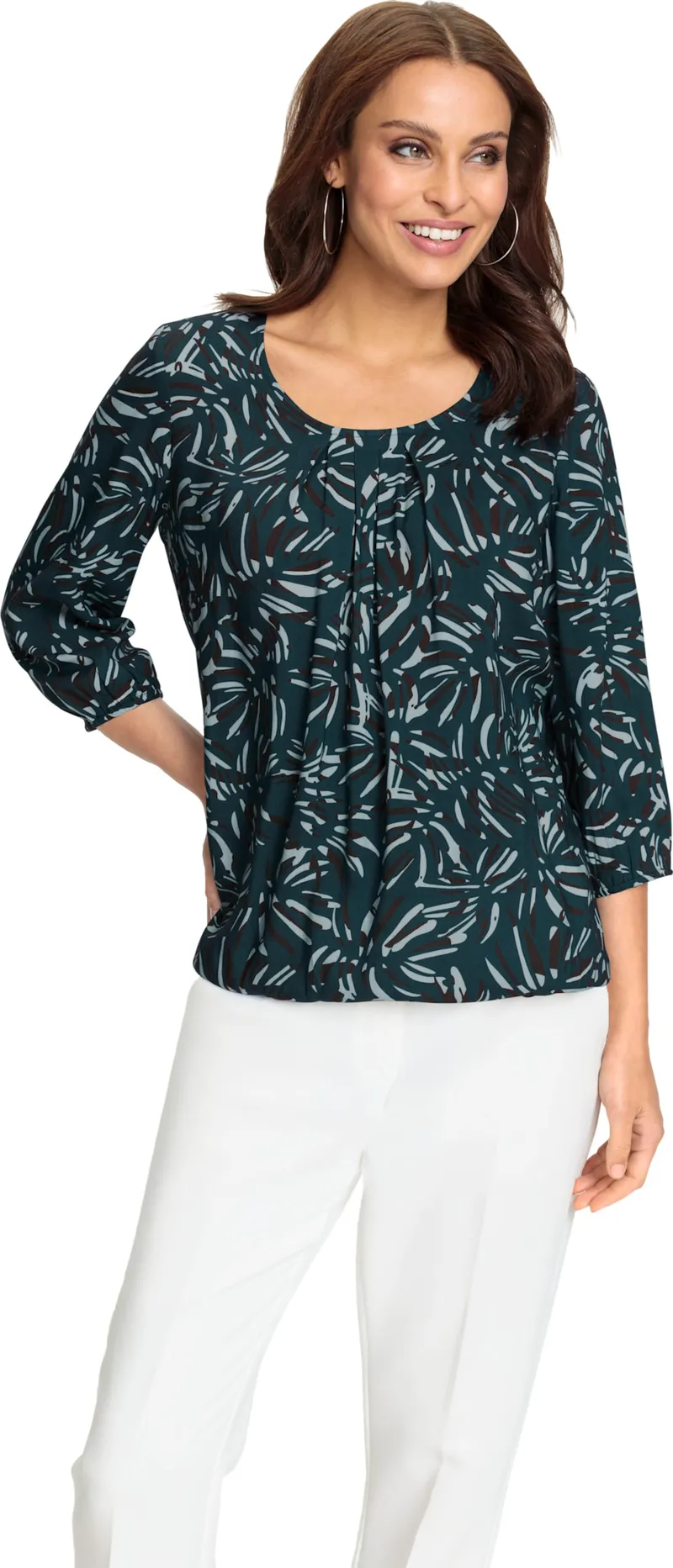 Witt Druckbluse petrol-graphit-bedruckt, Petrol-graphit-bedruckt, – Produktbild 2 von 2
