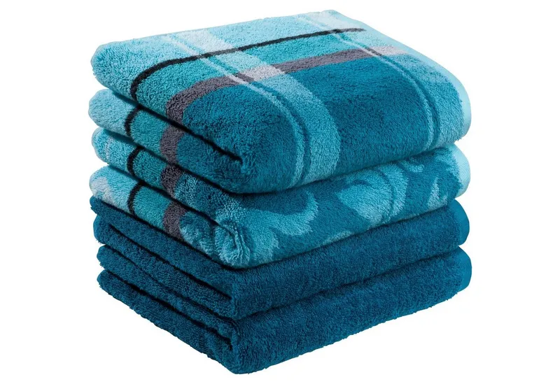 Erwin Müller Handtuch Handtuch "Ludwigsburg" 4er-Pack, Jacquard, Walk-Frottier Uni/Karo/Ornamente, Grün, – Produktbild 8 von 8