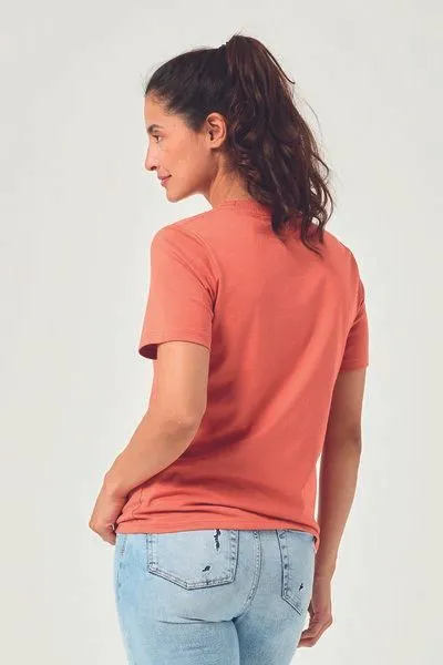 COREBASE COREBASE Damen TShirt "Classic Fit" aus 100% Baumwolle, Brandy (rot), – Produktbild 4 von 4