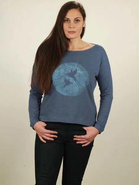 NATIVE SOULS NATIVE SOULS Longsleeve Oversize Damen - Two Kolibris, Dark blue, – Produktbild 1 von 1