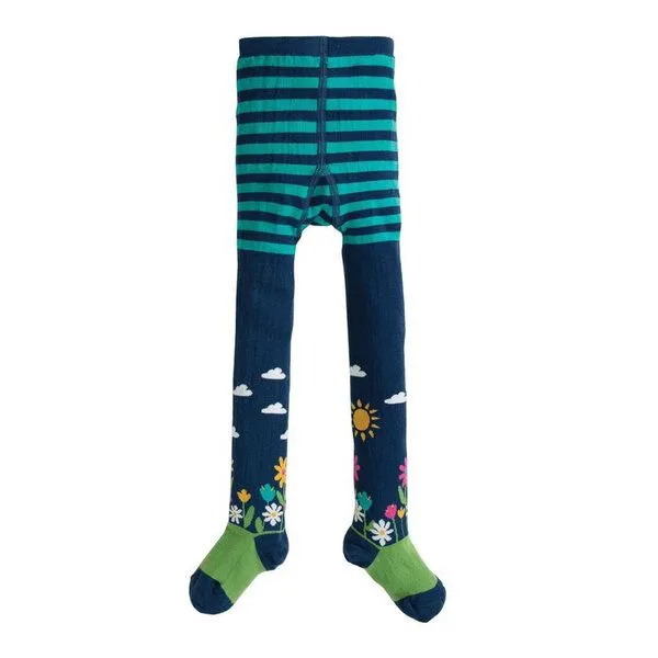 Frugi Frugi Strumpfhose Space Blue/Flower Garden – Produktbild 1 von 2
