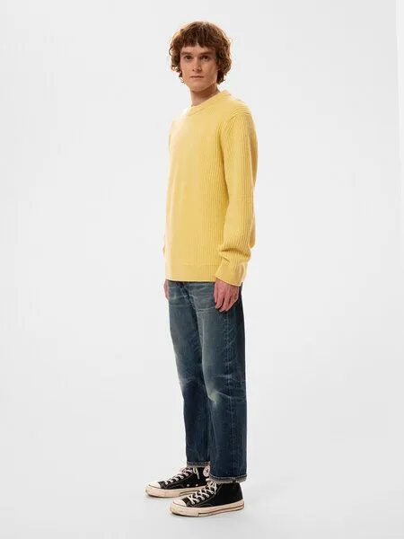 Nudie Jeans Nudie Jeans Strickpullover - August Rib Wool - aus biologischer Wolle, Citra (gelb), – Produktbild 1 von 3