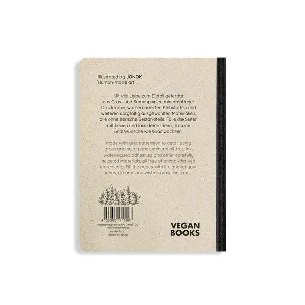 matabooks® matabooks® Notizbuch A6 blanko aus Graspapier mit Samenpapier-Cover – Samenbuch, Orange, – Produktbild 3 von 4