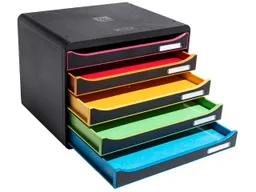 Exacompta Exacompta Schubladenbox Big Box Plus "Black Office",DIN A4+quer, 5 Schub.,schwarz/harlekin – Produktbild 1 von 1