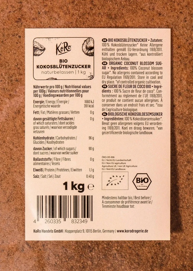 KoRo Bio Kokosblütenzucker 1 kg – Produktbild 3 von 5