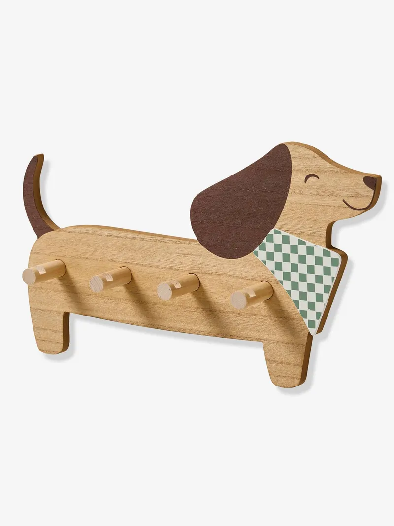 Vertbaudet Holz-Wandgarderobe DACKEL Kinderzimmer, Braun, – Produktbild 2 von 2