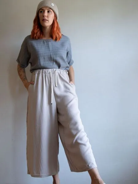 Ecostories Ecostories weite Tencel Hose Blueish Moon, Sand, – Produktbild 2 von 4