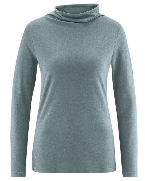 HempAge HempAge Damen Apartes Langarmshirt Hanf/Biobaumwolle, Titan (grau), – Produktbild 1 von 4