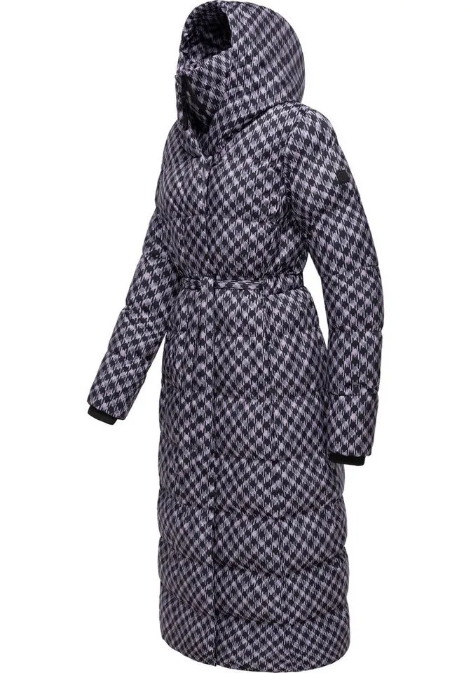 ragwear ragwear Steppmantel Niara Long Print wasserdichter Mantel mit angesagtem Hahnentritt Muster, Lila, – Produktbild 3 von 3
