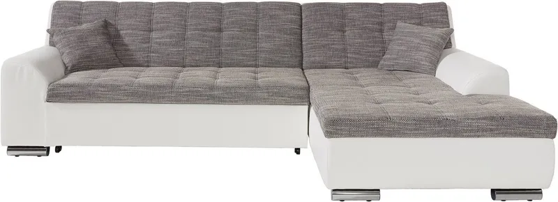 DOMO collection Ecksofa TREVISO viele Bezüge, auch in Cord, L-Form, 267x178 cm, wahlw. mit Bettfunktion, inkl. Zierkissen, Unser Dauertiefpreis, Grau, – Produktbild 7 von 8