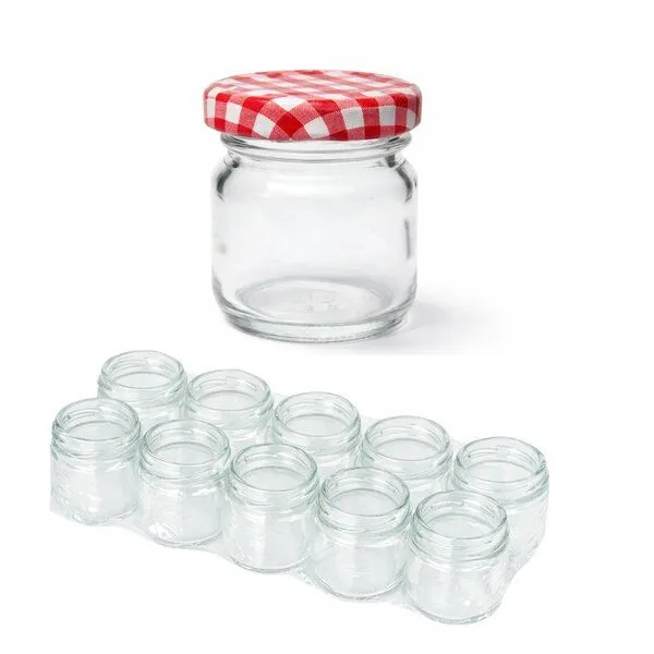 mikken mikken 10 kleine Einmachgläser 40 ml mit Schraubdeckel, Rot-weiss kariert, – Produktbild 1 von 4